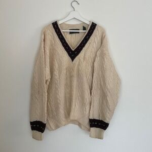 Vintage 1990's Cottage Core Knit Sweater Large L Cozy Sweater VTG Grandma Core